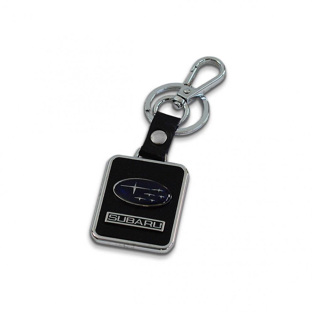Брелок Subaru на ключи металл с кожей, карабин, купить со скидкой, BRKL0042-0393 