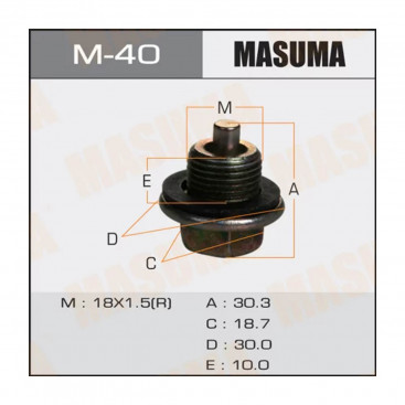 Сливная пробка поддона с магнитом M18 x 1.5, Masuma