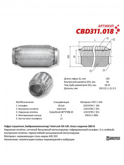Гофра глушителя 51мм Interlock, нержавеющая сталь