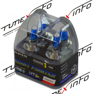 Лампы головного света сверхяркие H7 55W (100W) Night Fighter 5000K 2шт, Avantech