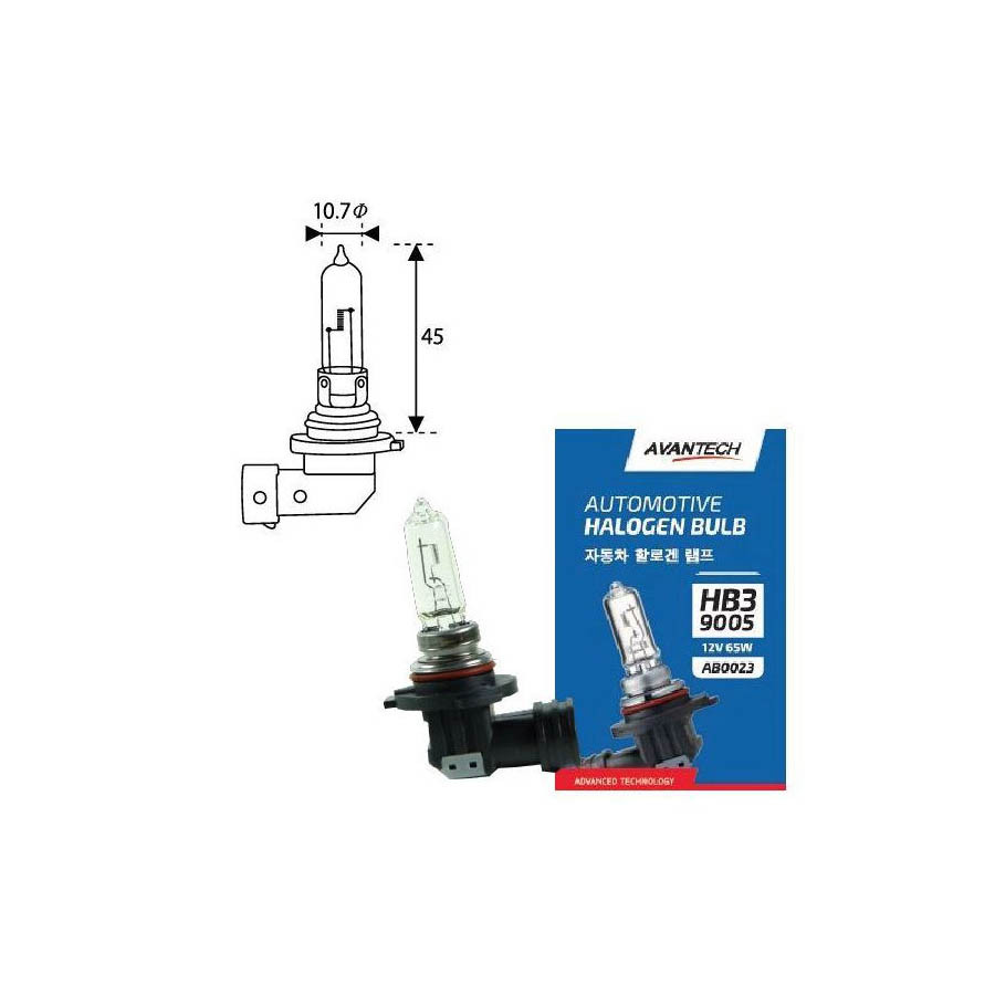Лампа головного света HB3 (9005) 12V55W 1800Lm 1шт, Avantech AB0023, купить со скидкой, AB0023 
