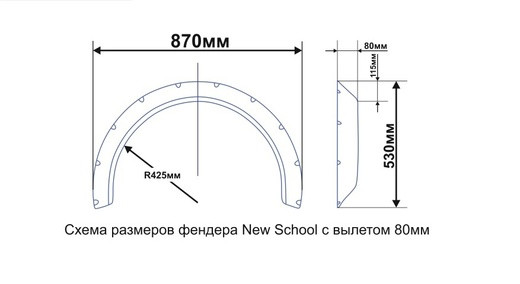 Фендера пластиковые универсальные усиленные New School 80мм MAXI, толщина 3мм, 2шт, купить со скидкой, FN-01294 