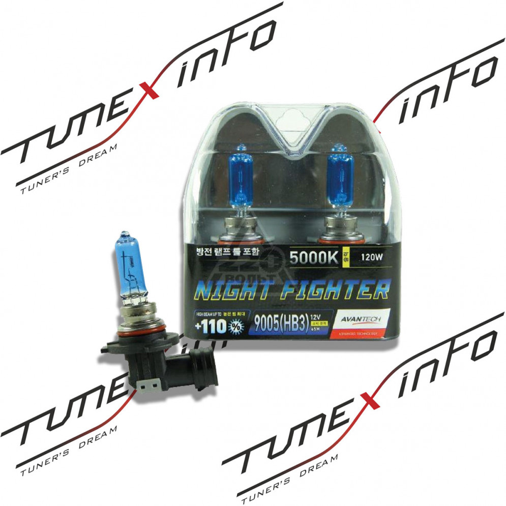 Лампы головного света сверхяркие HB3 65W (120W) Night Fighter 5000K 2шт, Avantech, купить со скидкой, AB5005 