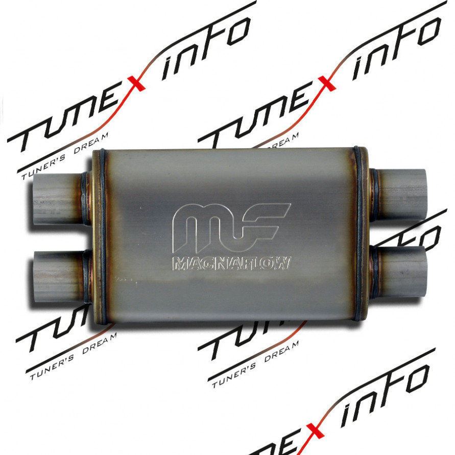 Бочка выхлопная, глушитель Magnaflow выхода X63мм*4 L355мм (вынос-вынос), купить со скидкой, 100.9632 