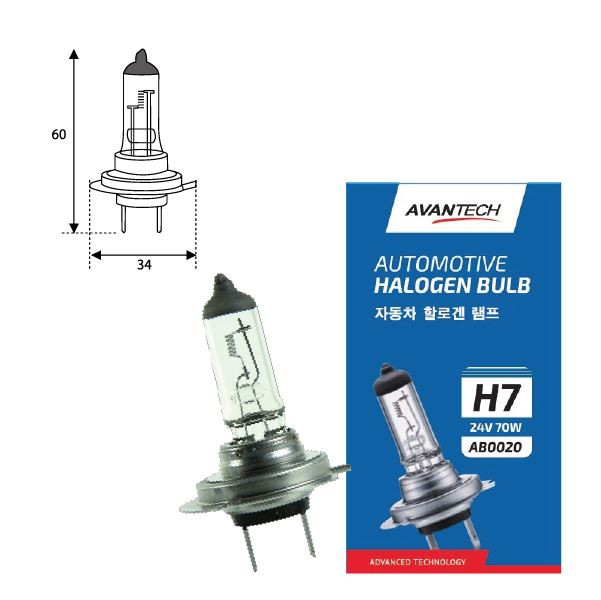 Лампа головного света H7 24V\70W 1600Lm 1шт, Avantech AB0020, купить со скидкой, AB0020 