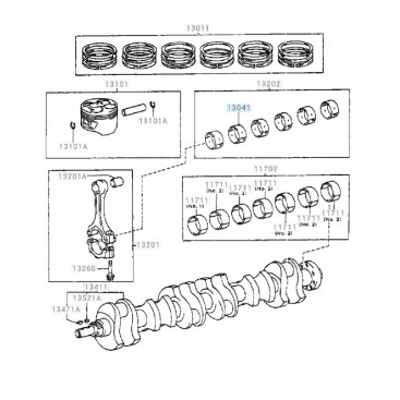 Вкладыш шатунный Toyota 1JZ-GE, 1JZ-GTE, 2JZ-GE, 2JZ-GTE, подгруппа 5, 13041-46013-05