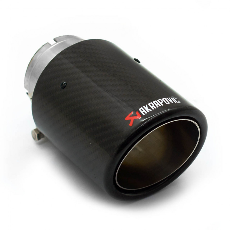 Насадка на глушитель круглая 60х89мм Akrapovic style закругленная с карбоном, купить со скидкой, 7025-60/89 glossy 