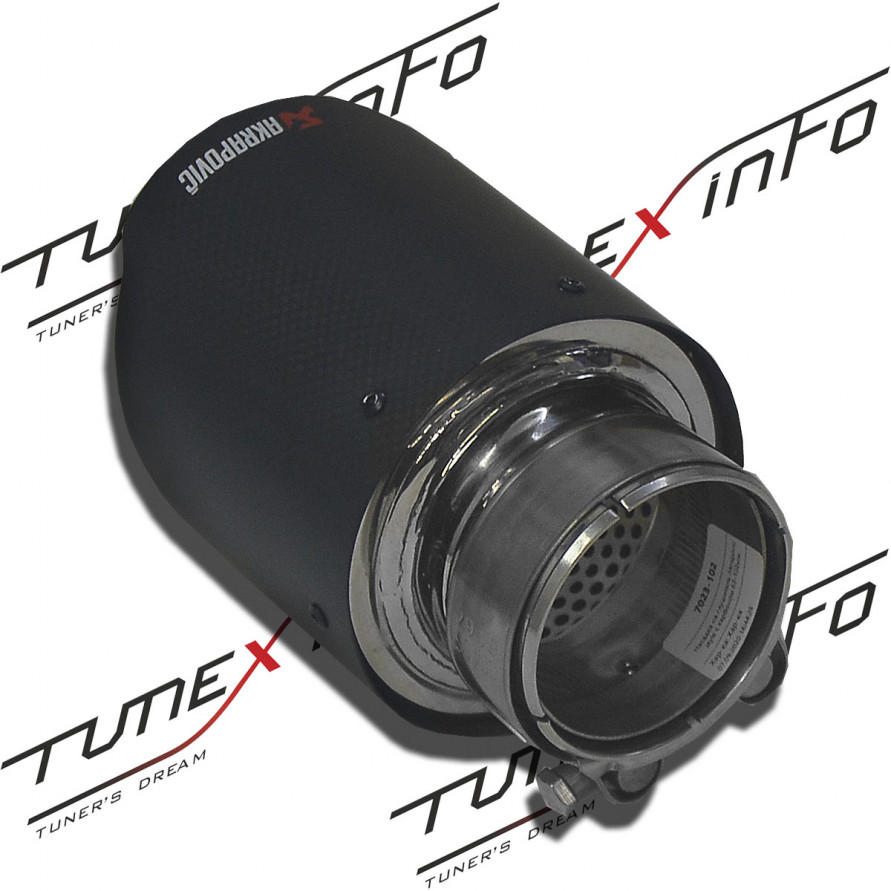 Насадка на глушитель круглая 63х102мм Akrapovic style с карбоном, купить со скидкой, 7023-102 
