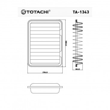 Фильтр воздушный TA-1343 TOTACHI A-1013, 17801-21050, MANN C24005