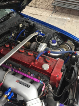 Распорка стоек передняя верхняя Nissan Skyline R33, R34, синяя, алюминий