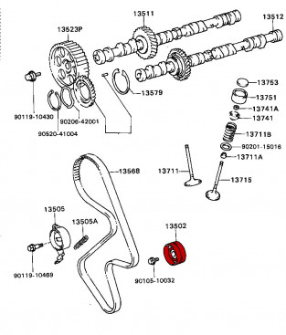 Ролик натяжной ремня ГРМ Toyota 13503-63011, GMB GT80030