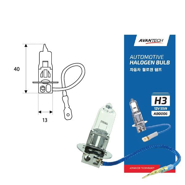 Лампа головного света H3 12V55W 1320Lm 1шт, Avantech AB0006, купить со скидкой, AB0006 