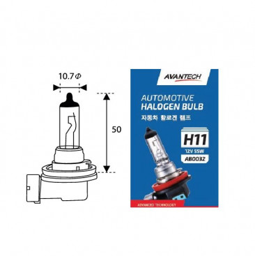 Лампа головного света H11 12V55W 1335Lm 1шт, Avantech AB0032